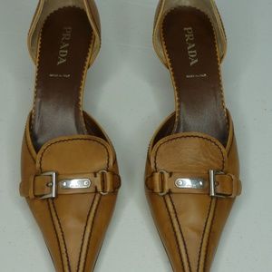 PRADA Italian Leather Kit Heels Vero Cuoio -Brown